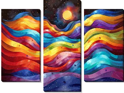 Модульная картина Космические яркие горы