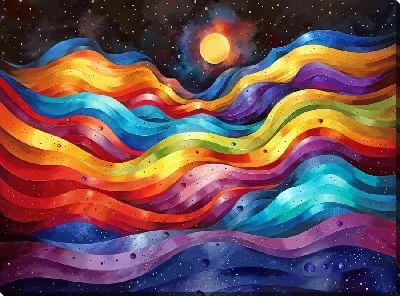 Картина маслом Космические яркие горы