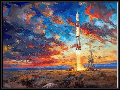 Картина Полёт ракеты в космос