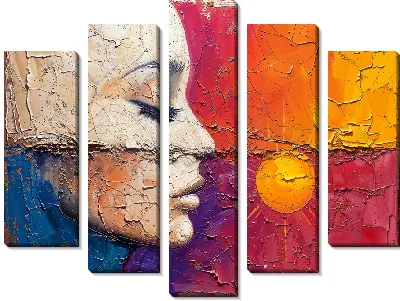 Модульная картина Лицо девушки и желтый шар