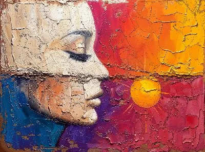 Плакат Лицо девушки и желтый шар