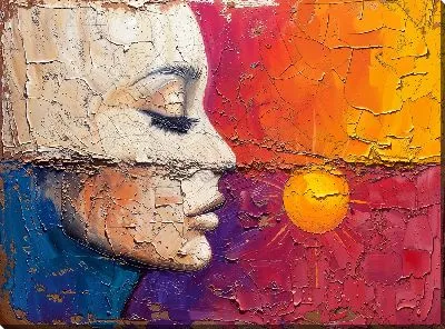 Постер Лицо девушки и желтый шар