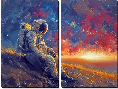 Модульная картина Сидящий космонавт