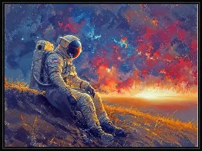 Картина Сидящий космонавт