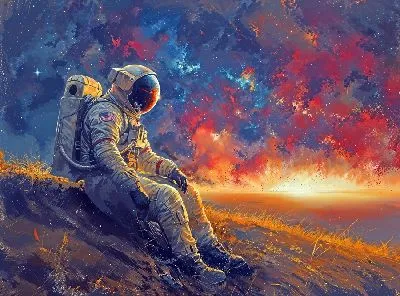 Плакат Сидящий космонавт