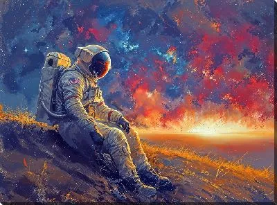 Постер Сидящий космонавт