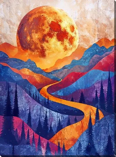 Картина маслом Дорога к огненному Солнцу