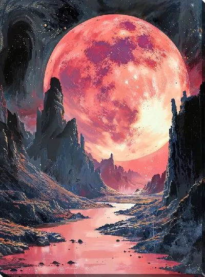 Картина маслом Розовая планета