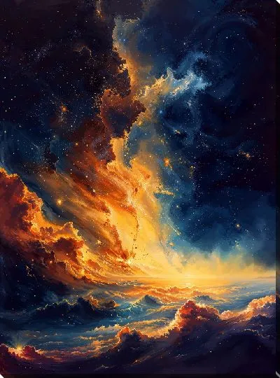 Картина маслом Желтый космический вихрь