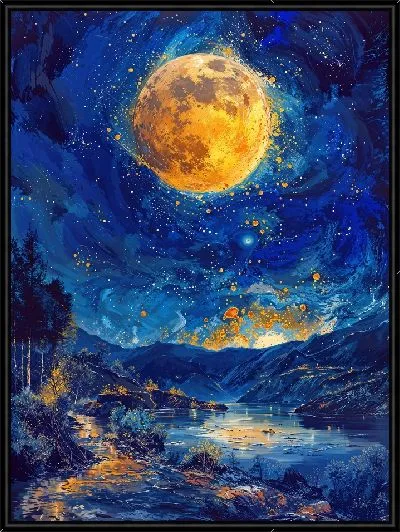 Картина Желтая Луна арт композиция