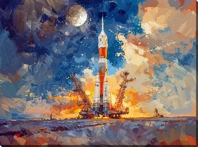 Картина маслом Ракета перед стартом