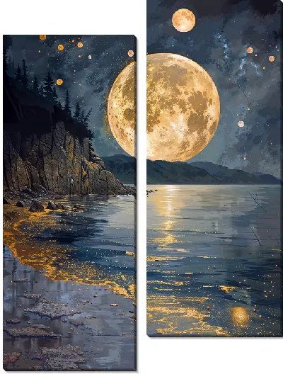 Модульная картина Огромная желтая Луна
