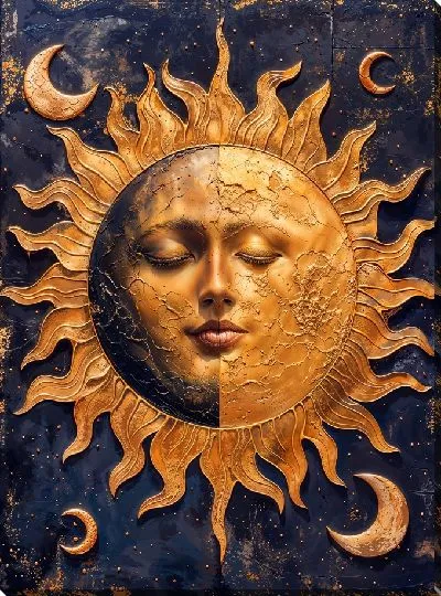 Картина маслом Золотое Солнце арт