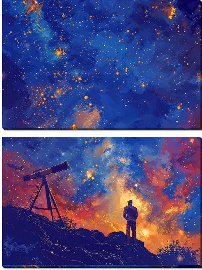 Модульная картина Наблюдатель звёзд