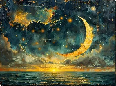 Картина маслом Полумесяц золотой №4