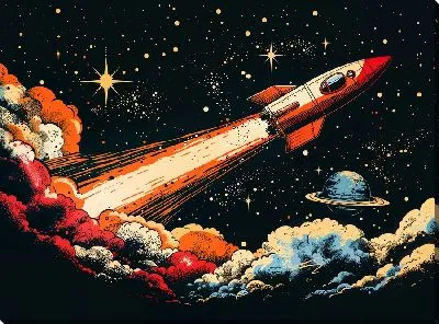 Картина маслом Летящая ракета