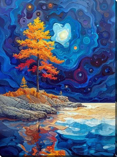 Картина маслом Фантазийное дерево в стиле арт