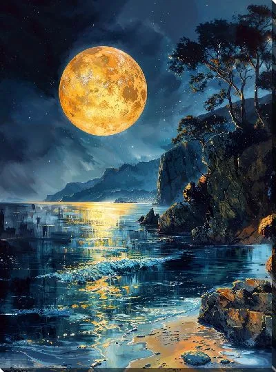 Картина маслом Свет от огромной Луны