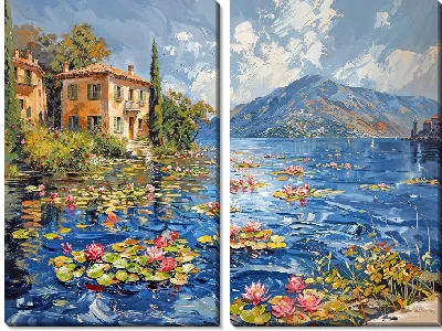 Модульная картина Итальянский пейзаж с кувшинками