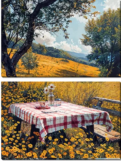Модульная картина Стол для пикника на природе