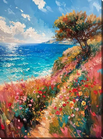 Картина маслом Узкая тропинка на утесе