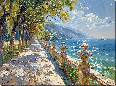 Летняя аллея вдоль моря