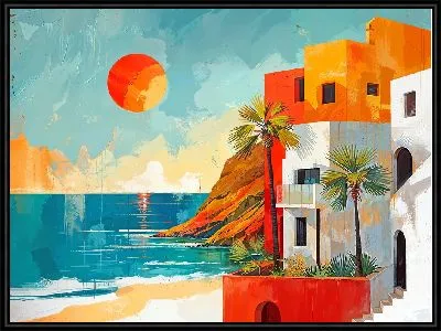 Картина Дома в стиле модерн на побережье