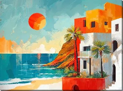 Постер Дома в стиле модерн на побережье