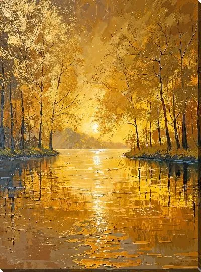 Постер Золотой пруд на фоне заката