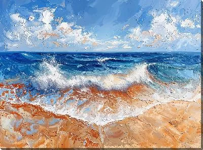 Картина маслом Буйство морской волны