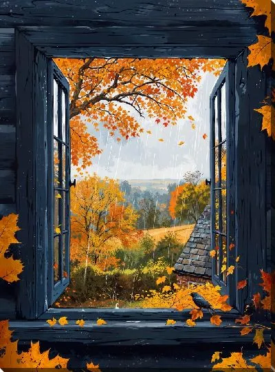 Постер Окно в прекрасную осень