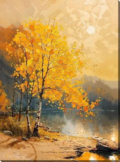 Картина маслом Арт береза осенью