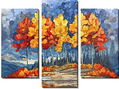 Модульная картина Арт дубы осенью