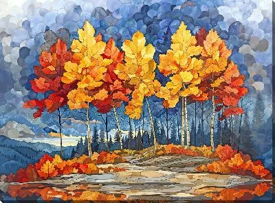 Постер Арт дубы осенью