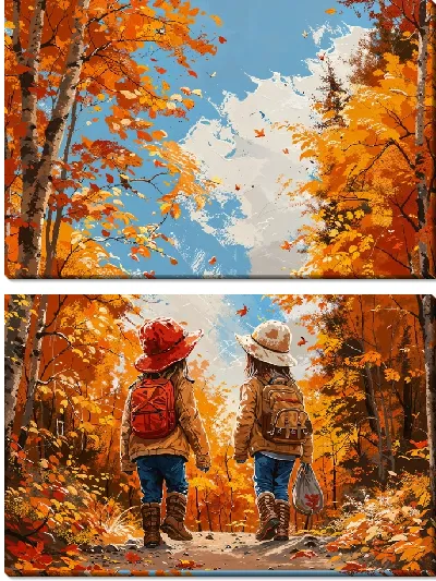 Модульная картина Осенняя дорога в школу