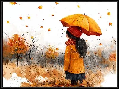 Картина Девочка под осенним зонтом