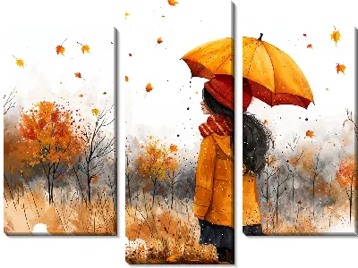 Девочка под осенним зонтом