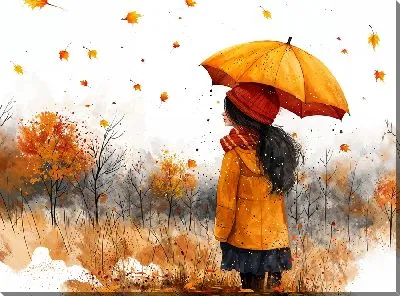 Девочка под осенним зонтом