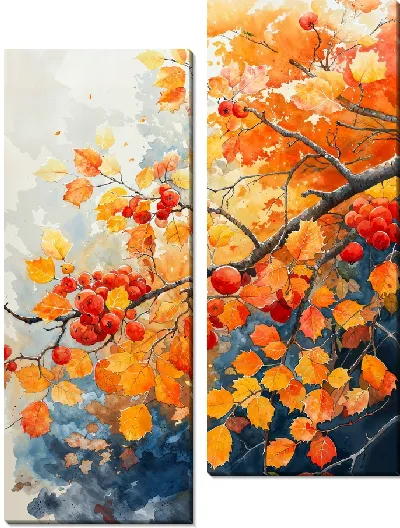 Модульная картина Осення ветка с ягодами