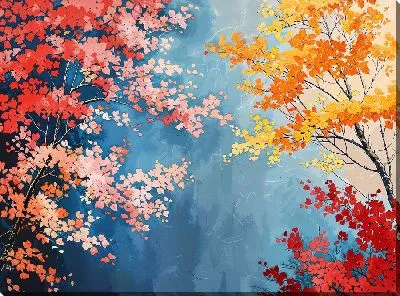 Картина маслом Верхушки осенних деревьев