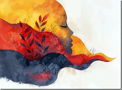 Картина маслом Арт лицо в стиле красочной осени