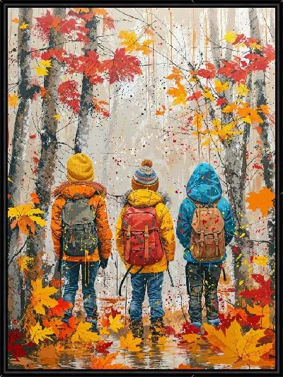Картина Школьники в походе осеннем