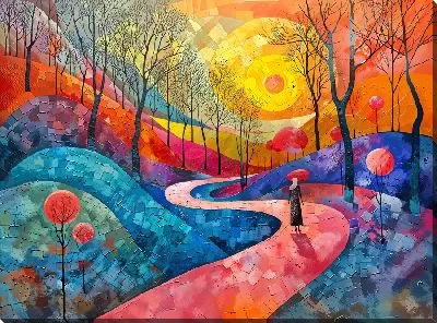 Картина маслом Прогулка по извилистой тропинке