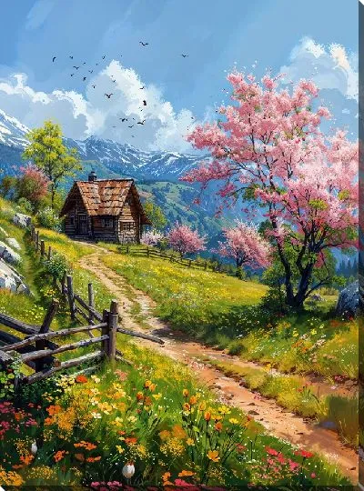 Картина маслом Летний пейзаж с деревенской тропинкой
