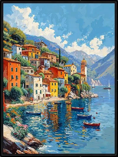 Картина Побережье итальянского озера