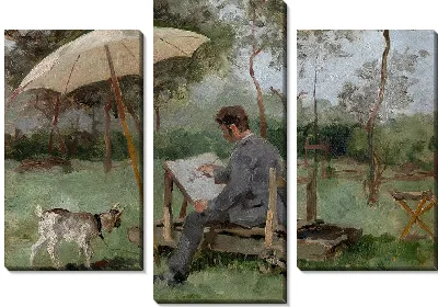 Картина Арманд Хейнс рисует на открытой атмосфере (1881)