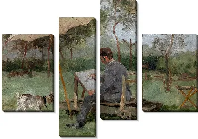Картина Арманд Хейнс рисует на открытой атмосфере (1881)