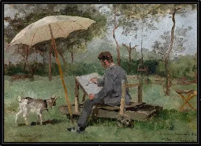 Картина Арманд Хейнс рисует на открытой атмосфере (1881)