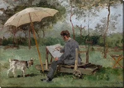 Картина Арманд Хейнс рисует на открытой атмосфере (1881)