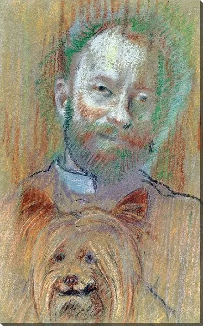 Картина Людовик Лепик держит свою собаку